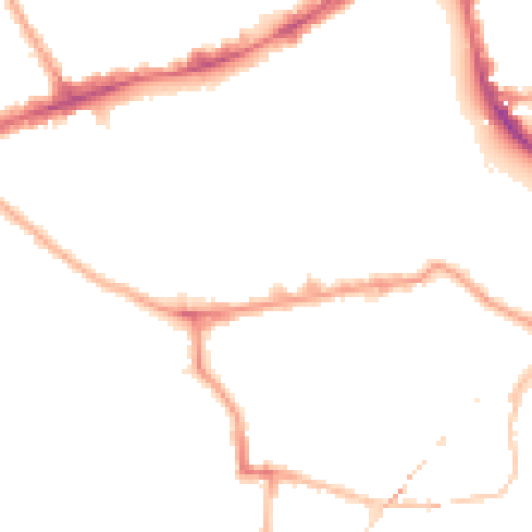 Night-time road noise heatmap for E1 4RW