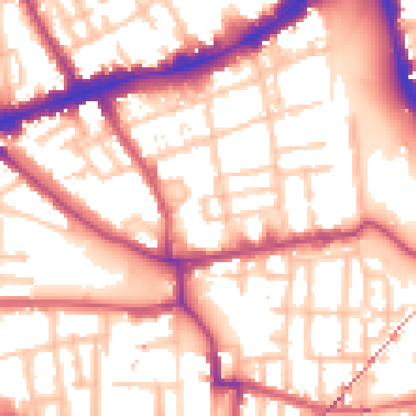 Daytime road noise heatmap for E1 4TH
