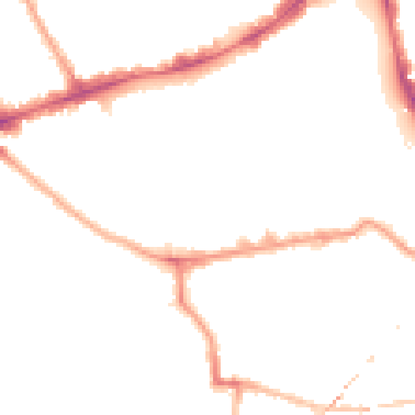 Night-time road noise heatmap for E1 4TH