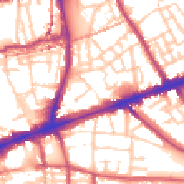 Daytime road noise heatmap for E1 4TZ