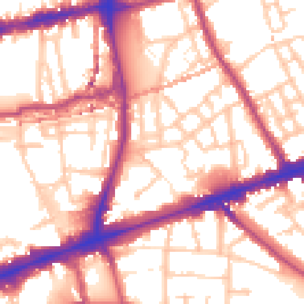 Daytime road noise heatmap for E1 4UE