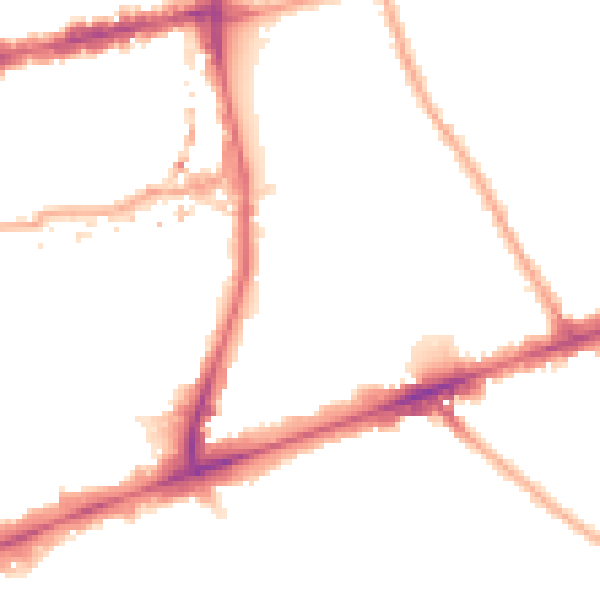 Night-time road noise heatmap for E1 4UE