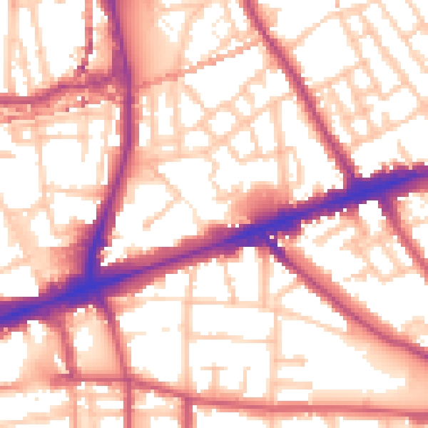 Daytime road noise heatmap for E1 4UG