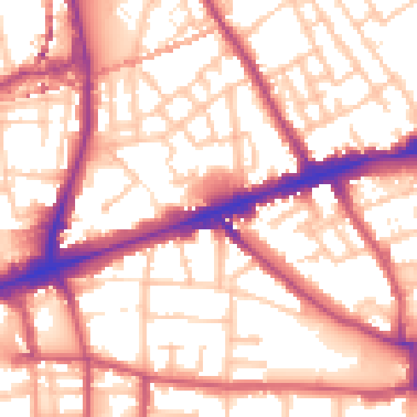 Daytime road noise heatmap for E1 4UJ