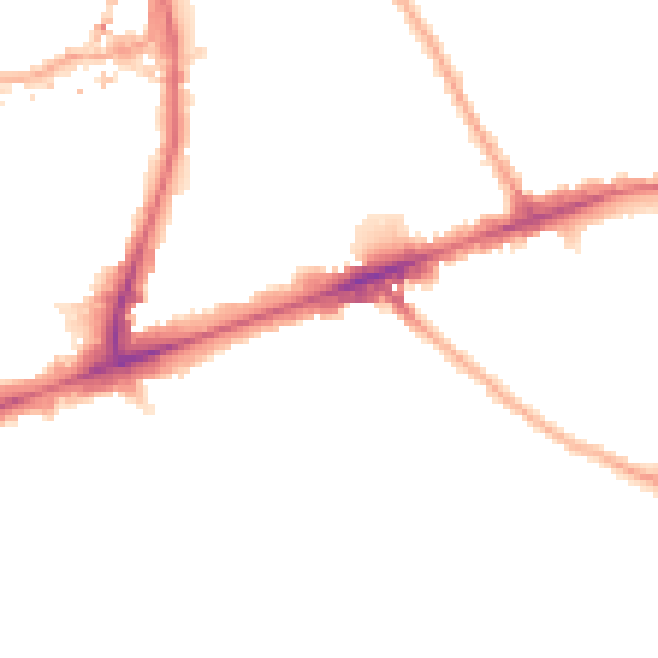 Night-time road noise heatmap for E1 4UT