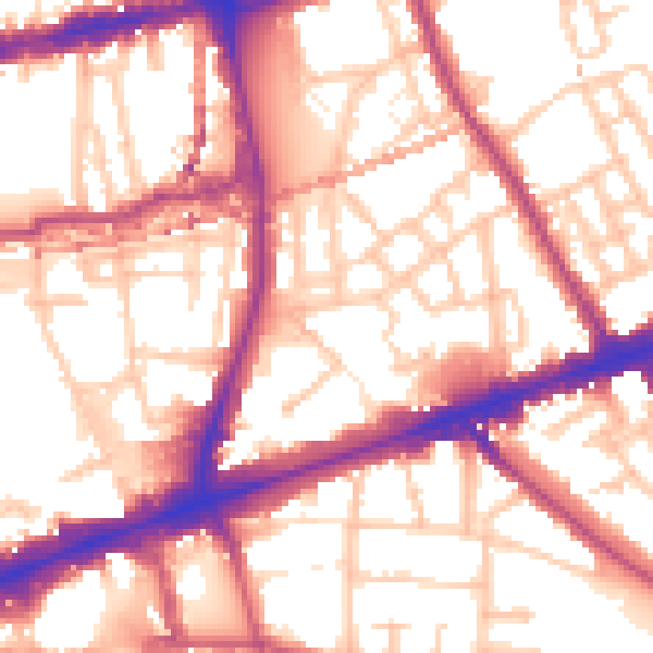 Daytime road noise heatmap for E1 4UZ