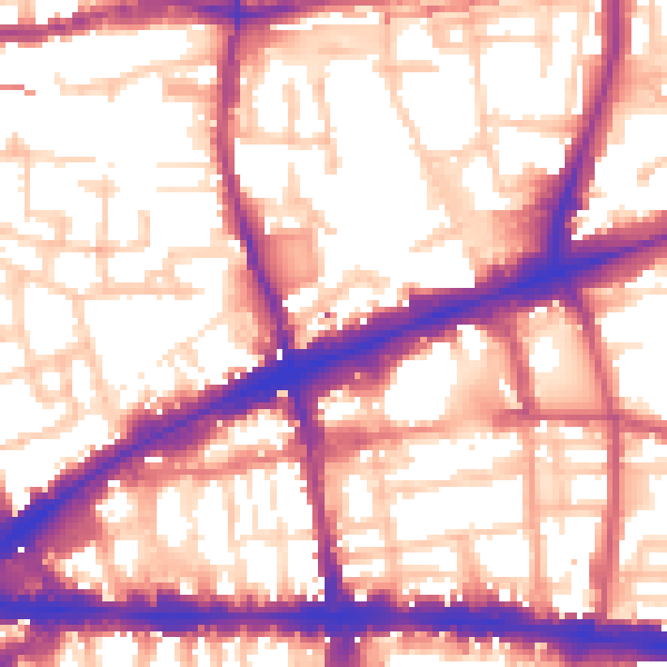 Daytime road noise heatmap for E1 5AA