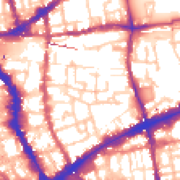 Daytime road noise heatmap for E1 5AF