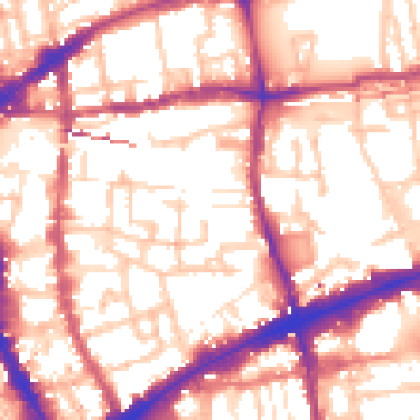 Daytime road noise heatmap for E1 5AW