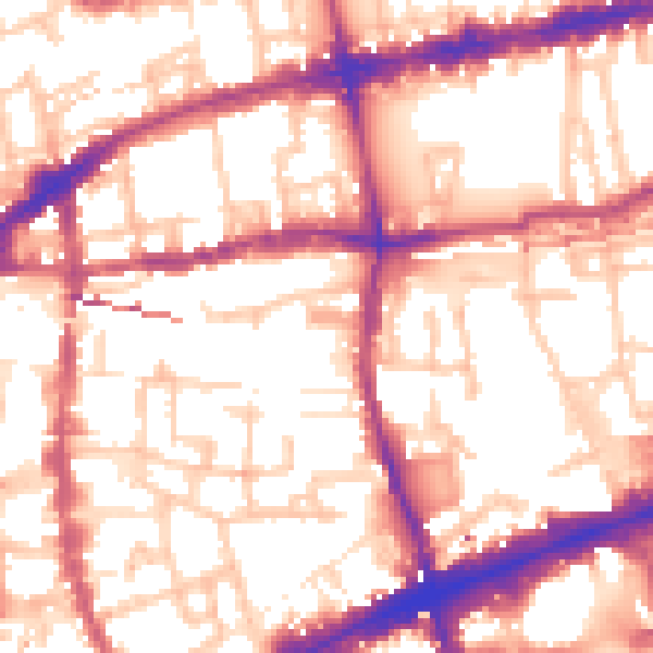 Daytime road noise heatmap for E1 5BU
