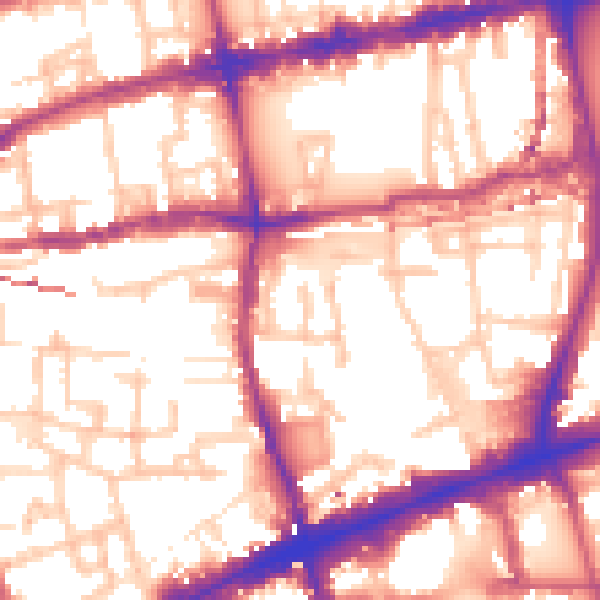 Daytime road noise heatmap for E1 5DD