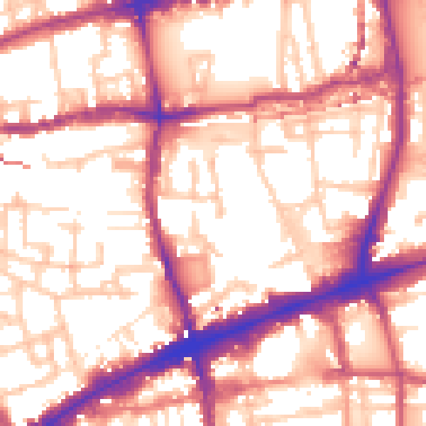 Daytime road noise heatmap for E1 5DE
