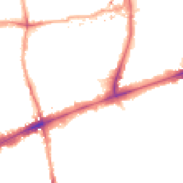 Night-time road noise heatmap for E1 5DG