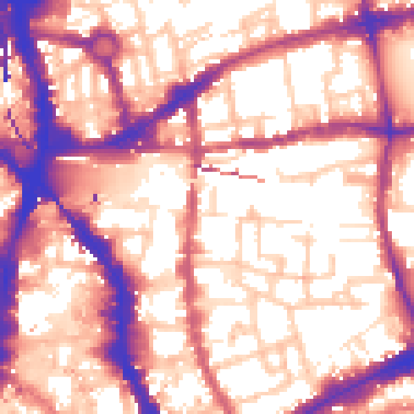 Daytime road noise heatmap for E1 5EG
