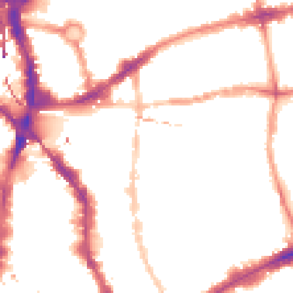 Night-time road noise heatmap for E1 5EG