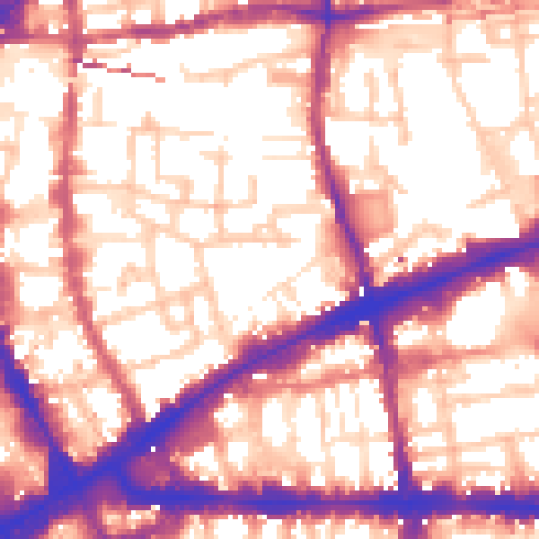 Daytime road noise heatmap for E1 5JA