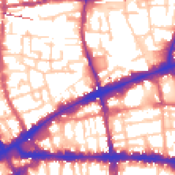 Daytime road noise heatmap for E1 5JB