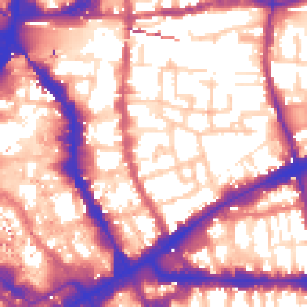 Daytime road noise heatmap for E1 5LJ