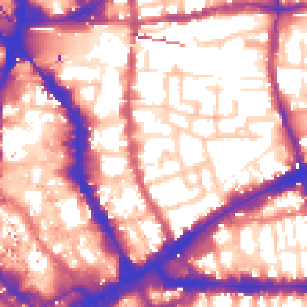 Daytime road noise heatmap for E1 5LN