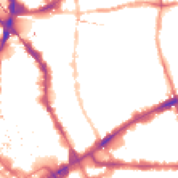 Night-time road noise heatmap for E1 5LN