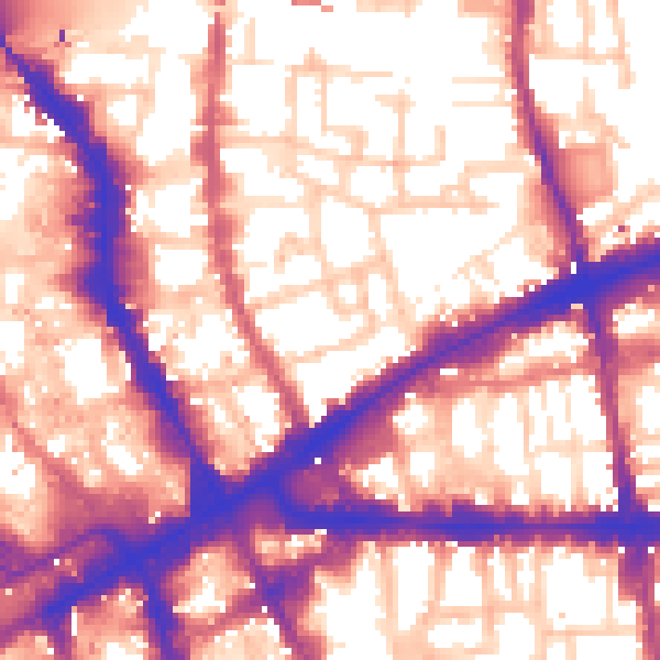 Daytime road noise heatmap for E1 5LS