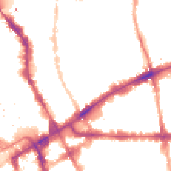 Night-time road noise heatmap for E1 5LS