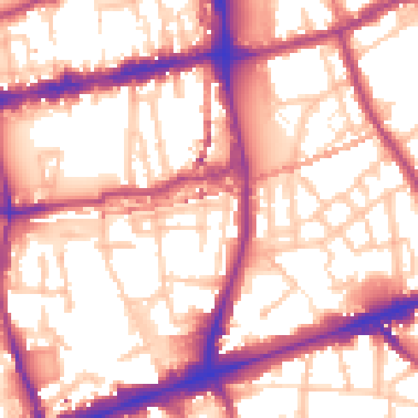 Daytime road noise heatmap for E1 5PH