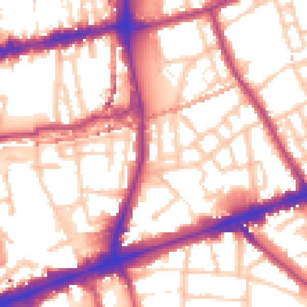 Daytime road noise heatmap for E1 5QN