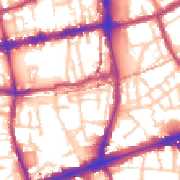 Daytime road noise heatmap for E1 5QU