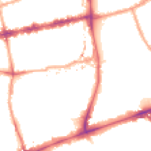 Night-time road noise heatmap for E1 5RF