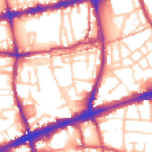 Daytime road noise heatmap for E1 5RT