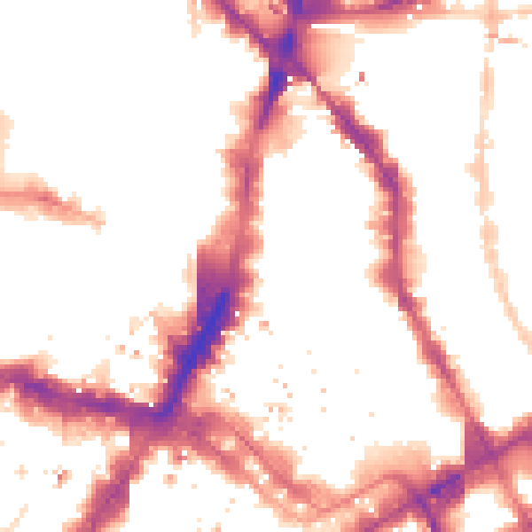 Night-time road noise heatmap for E1 6AN