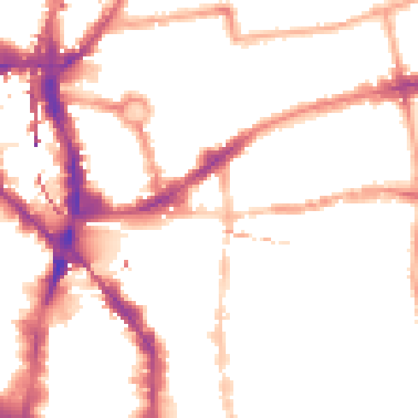 Night-time road noise heatmap for E1 6HR