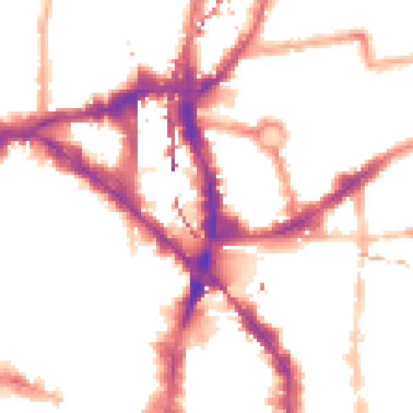 Night-time road noise heatmap for E1 6HU