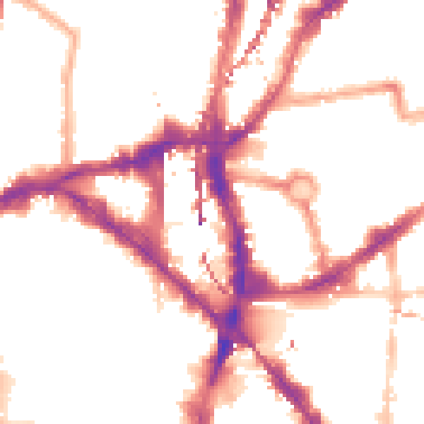 Night-time road noise heatmap for E1 6JB