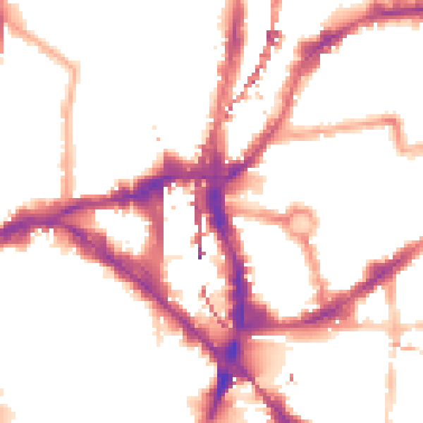 Night-time road noise heatmap for E1 6JE
