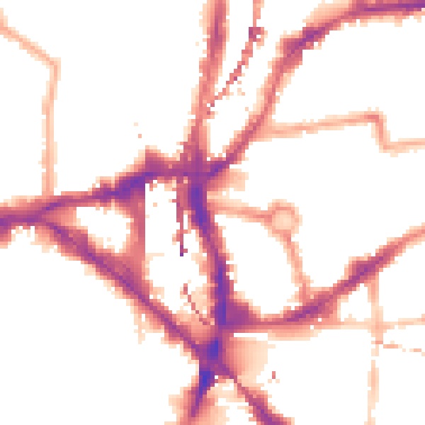 Night-time road noise heatmap for E1 6JN