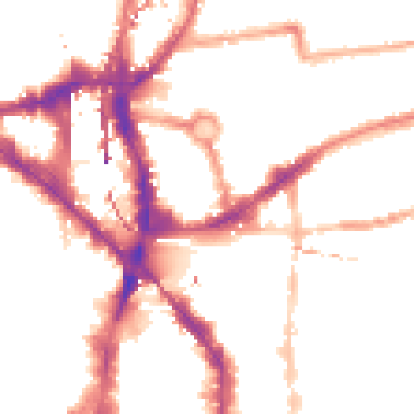 Night-time road noise heatmap for E1 6JT