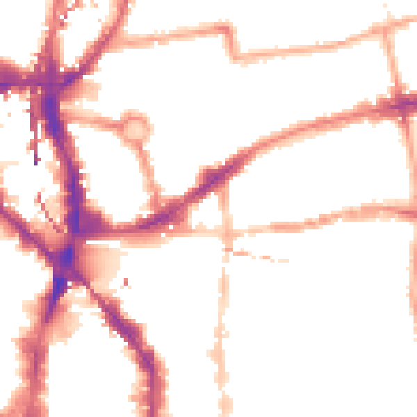 Night-time road noise heatmap for E1 6LF