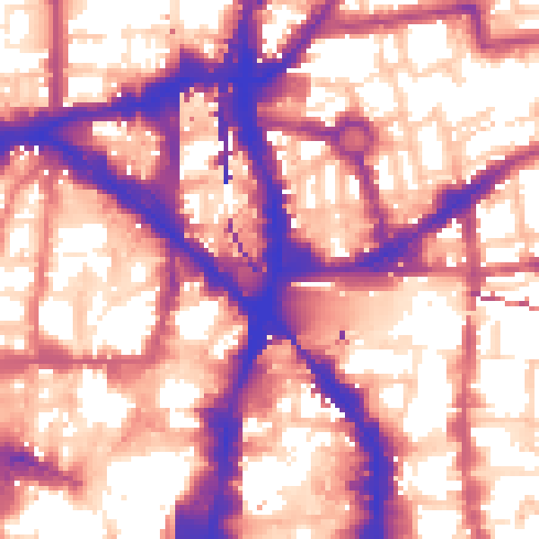 Daytime road noise heatmap for E1 6LG