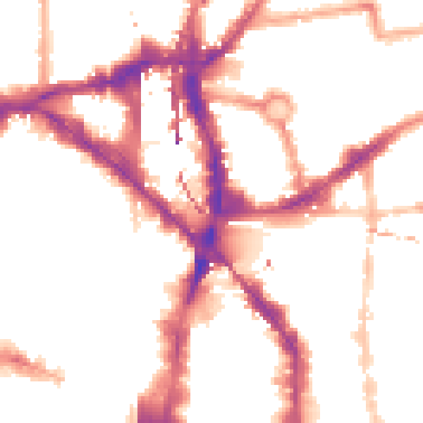 Night-time road noise heatmap for E1 6LG