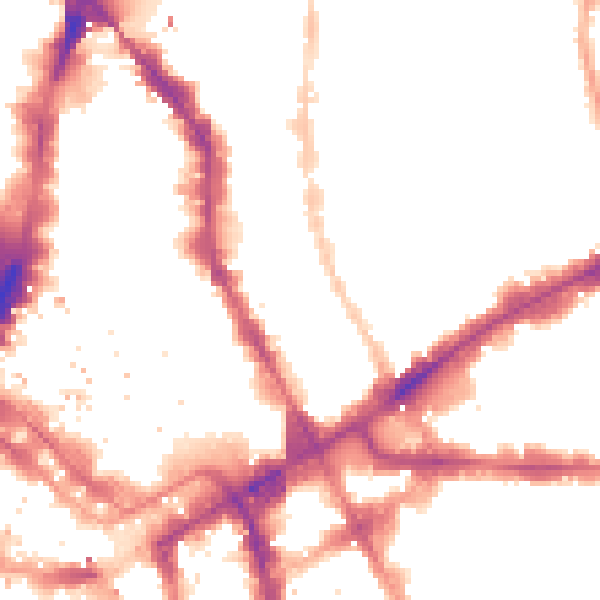 Night-time road noise heatmap for E1 6QT