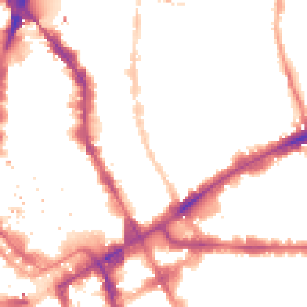Night-time road noise heatmap for E1 6RF