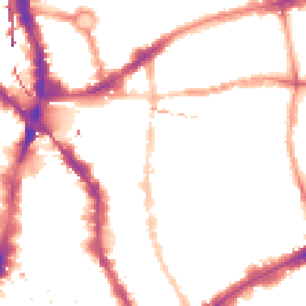 Night-time road noise heatmap for E1 6RU