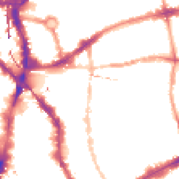 Night-time road noise heatmap for E1 6SE