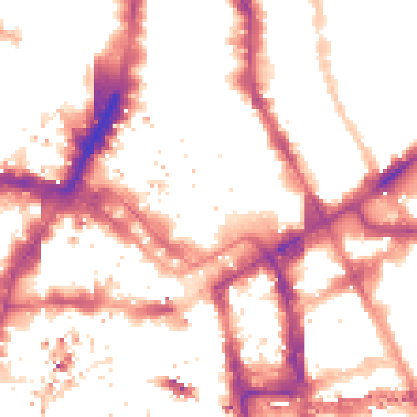 Night-time road noise heatmap for E1 7AW