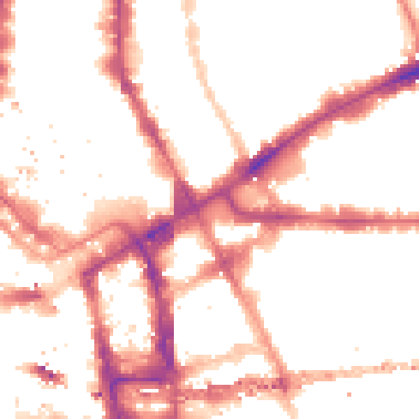 Night-time road noise heatmap for E1 7AY