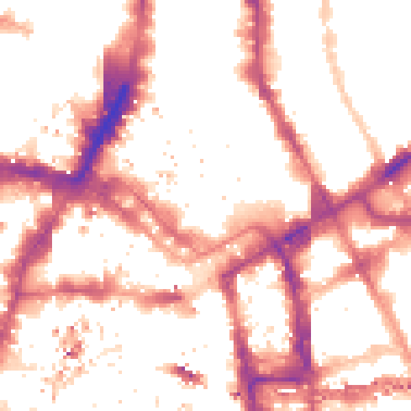 Night-time road noise heatmap for E1 7BS