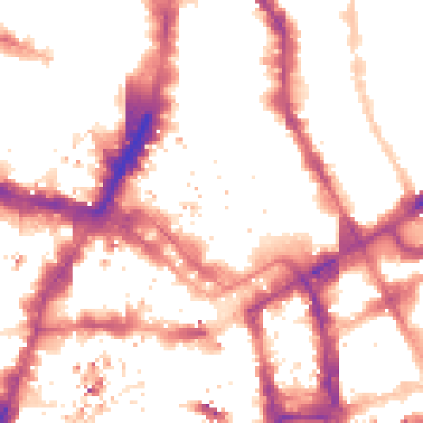 Night-time road noise heatmap for E1 7DB