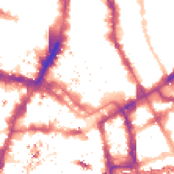 Night-time road noise heatmap for E1 7EE